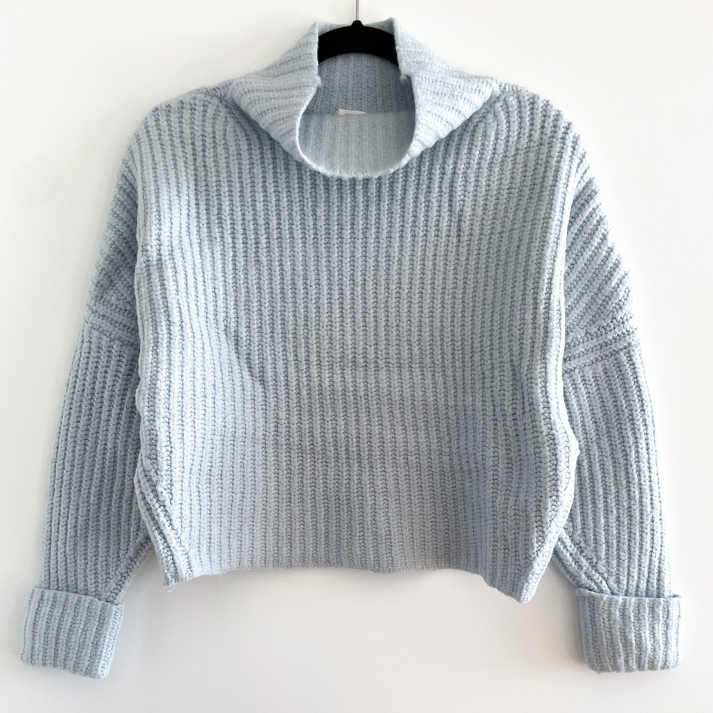MAEVE Soft Blue Cowl Neck Knit Sweater